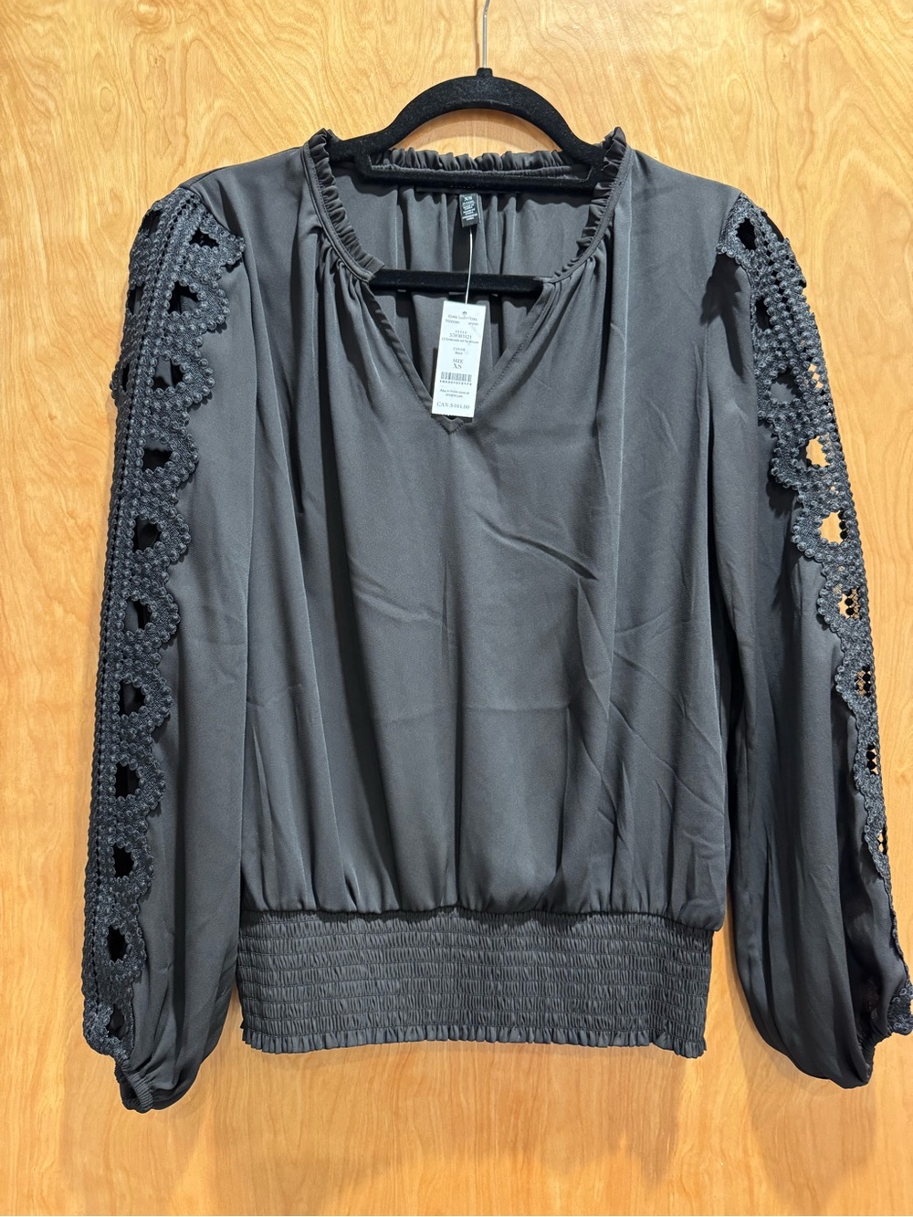 White House Black Market Black Crochet-Sleeve Blouse